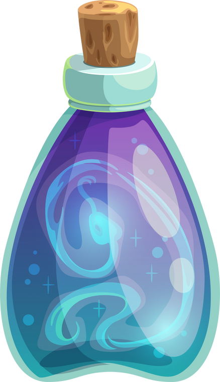 Potion Bottle with Elixir and Corkwood , Flask